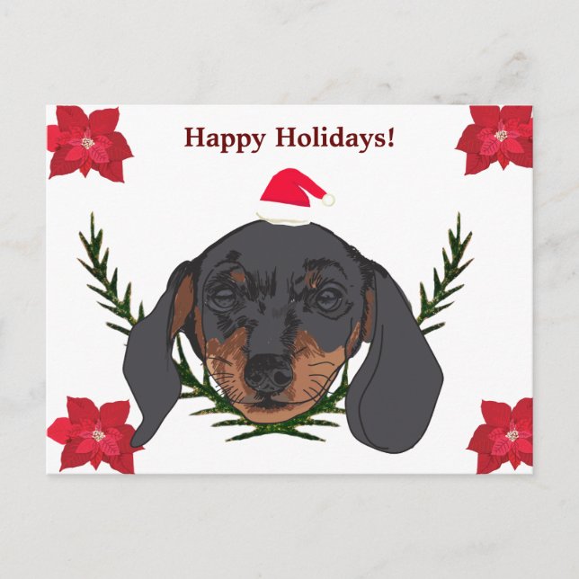 Happy Holidays Weiner Dog  Postcard (Front)