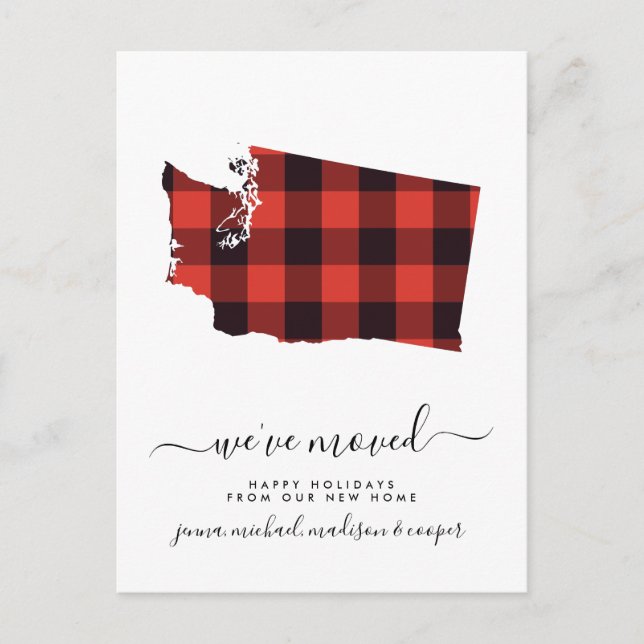 Happy Holidays | We've Moved | Washington Postcard (Front)