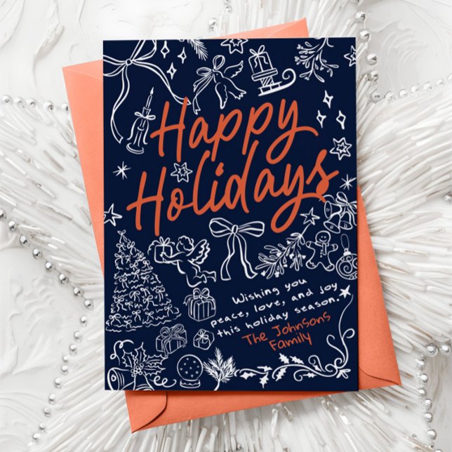 Happy Holidays Whimsical Hand drawn Holiday Card (Creator Uploaded)