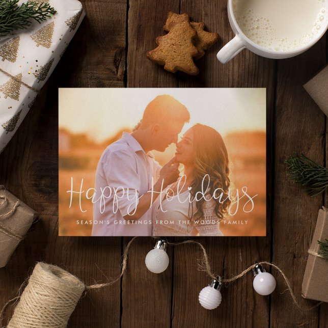 Happy holidays Whimsical script photo card (Creator Uploaded)