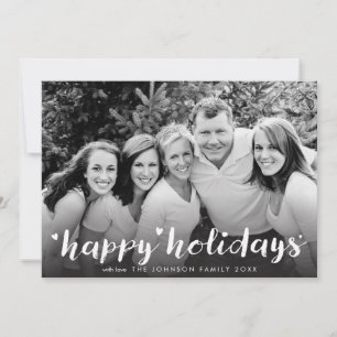Happy Holidays White Script Photo Overlay Greeting Holiday Card