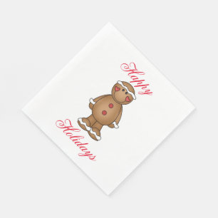 Happy Holidays White Standard Luncheon Napkin