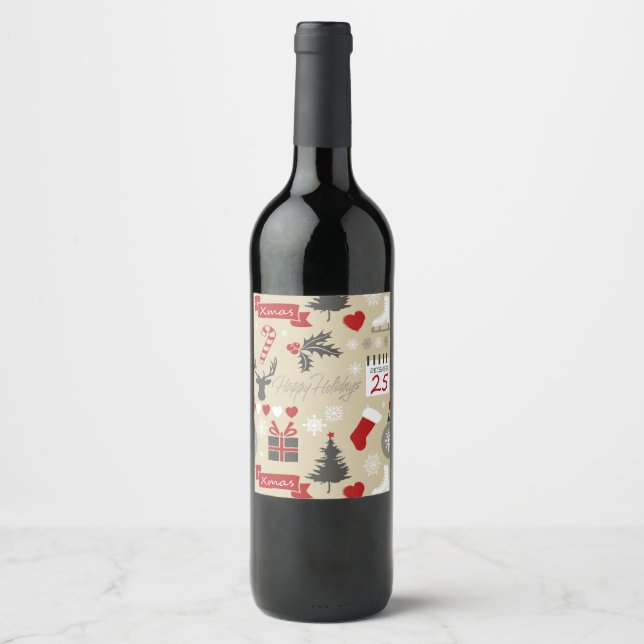 Happy Holidays Wine Label (Front)