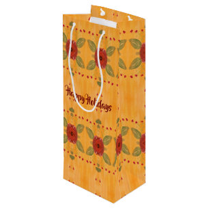 Happy Holidays Wine Paper Gift Bag