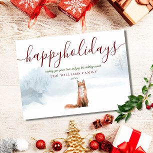 Happy Holidays Winter Fox Christmas Holiday Card