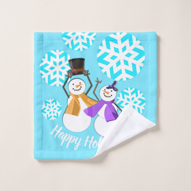 HAPPY HOLIDAYS : Winter Friends Bath Towel Set (Wash Cloth)