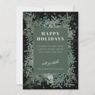 Happy Holidays Winter Greenery Holiday Card
