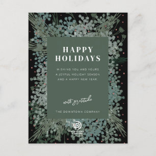 Happy Holidays Winter Greenery Holiday Postcard