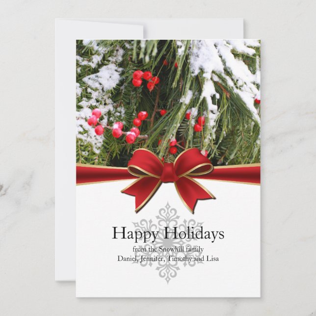 Happy Holidays Winter Holiday Flat Card (Front)