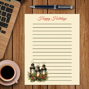 Happy Holidays Winter Lanterns Note Paper