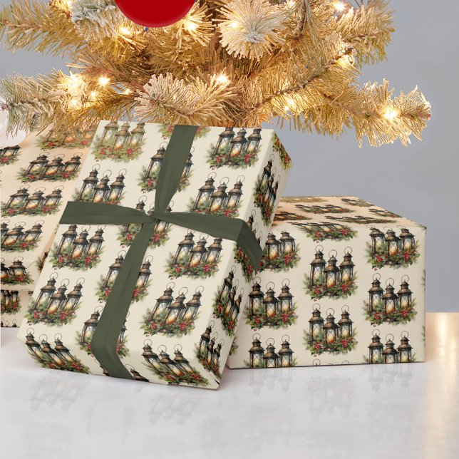 Happy Holidays Winter Lanterns Wrapping Paper (Creator Uploaded)