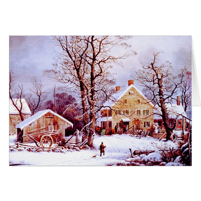 Happy Holidays. Winter Scene Christmas Cards (Front Horizontal)