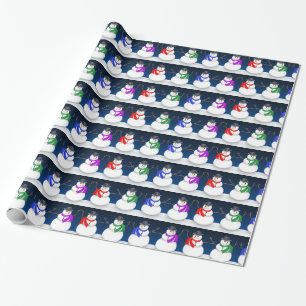 Happy Holidays Winter Snowmen Wrapping Paper