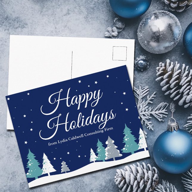 Happy Holidays Winter Trees Beautiful Company Holiday Postcard (Creator Uploaded)