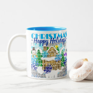 HAPPY HOLIDAYS WINTER WONDERLAND DREAMS Two-Tone COFFEE MUG