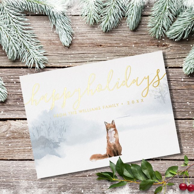 Happy Holidays Winter Woodland Scene Fox Gold (Creator Uploaded)