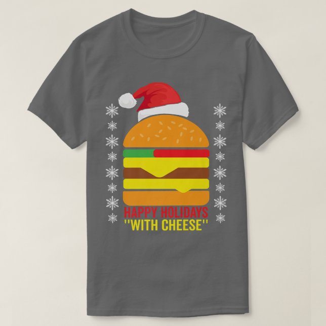 Happy Holidays with Cheese Family Christmas Pajama T-Shirt (Design Front)