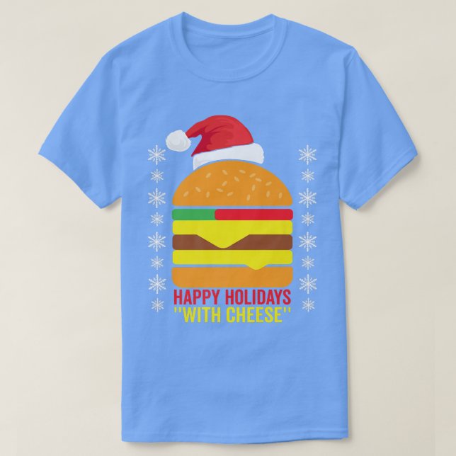 Happy Holidays with Cheese Family Christmas Pajama T-Shirt (Design Front)