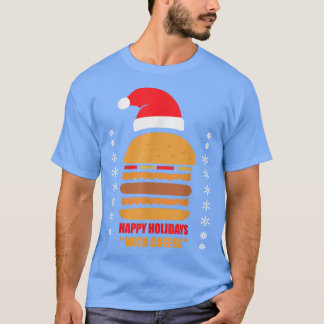 Happy Holidays With Cheese Funny Pizza Christmas T-Shirt