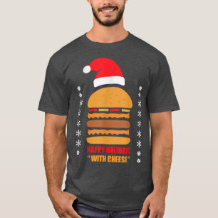 Happy Holidays With Cheese Funny Pizza Christmas T-Shirt