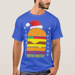 Happy Holidays with Cheese Pyjamas Xmas Hat Santa T-Shirt