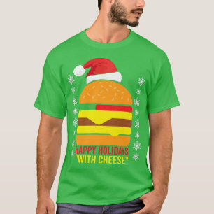 Happy Holidays with Cheese Pyjamas Xmas Hat Santa T-Shirt