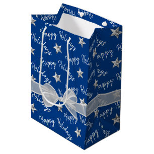 Happy Holidays with Diamond Stars Medium Gift Bag