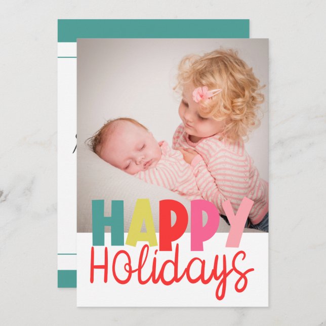 Happy Holidays with photo Christmas greeting card (Front/Back)