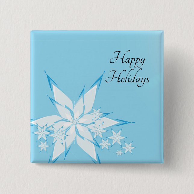 Happy Holidays with Snowflake Art 15 Cm Square Badge (Front)