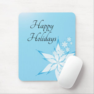 Happy Holidays with Snowflake Art Mouse Pad