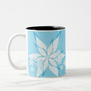 Happy Holidays with Snowflake Art Two-Tone Coffee Mug
