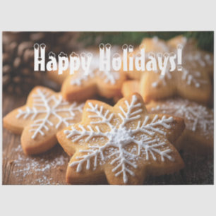 Happy Holidays with Snowflake-Shaped Cookies Tissue Paper