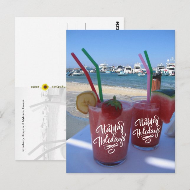 Happy Holidays with Strawberry Daiquiris -  Postcard (Front/Back)
