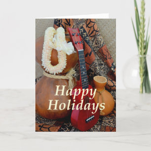 Happy Holidays with White Ribbon Lei Holiday Card