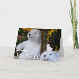 Happy Holidays with White Teddy Bears  - Greetings Holiday Card