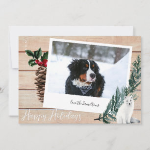 Happy Holidays Wood, Dog & Instant Photo Card