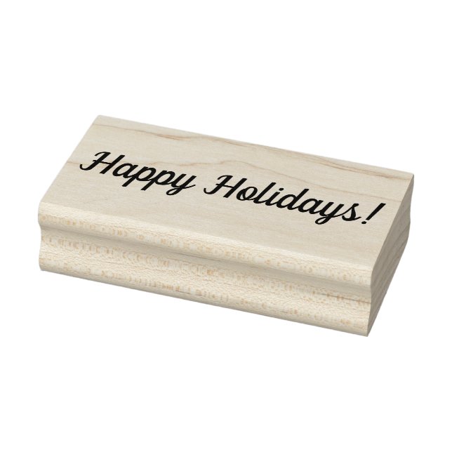 Happy Holidays Wooden Block Mounted Rubber Stamp (Stamp)