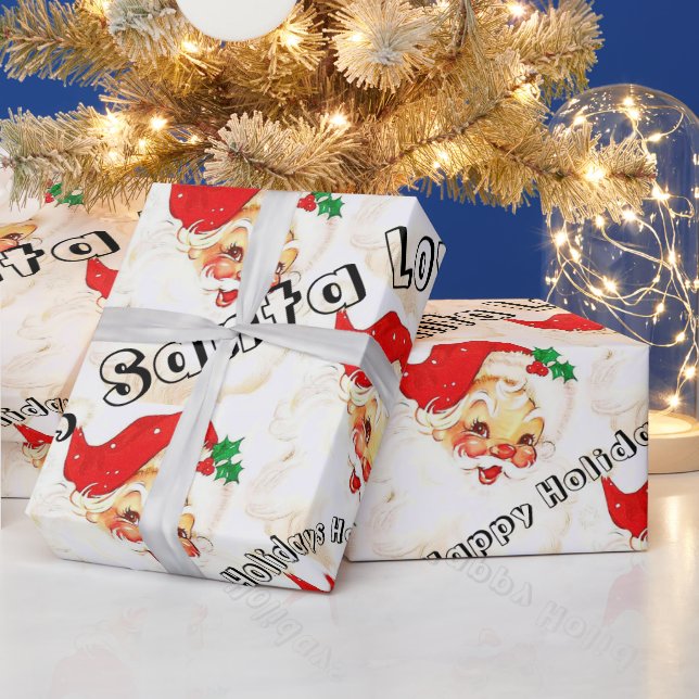 Happy Holidays Wrapping Paper Vintage Santa (Holidays)