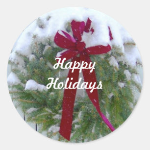 Happy Holidays Wreath Christmas Season Seals