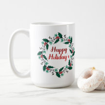 Happy Holiday's Wreath Mug