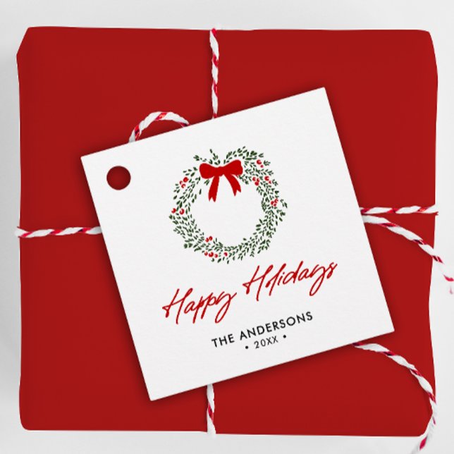 Happy Holidays Wreath Personalised Gift Tags (Creator Uploaded)