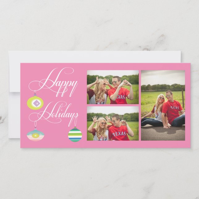 Happy Holidays Xmas Christmas Photo Card Template (Front)