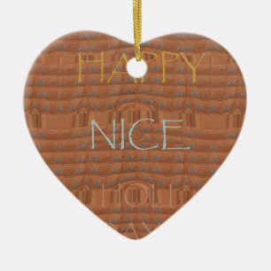 Happy Holidays Zebra Art Print Ceramic Tree Decoration