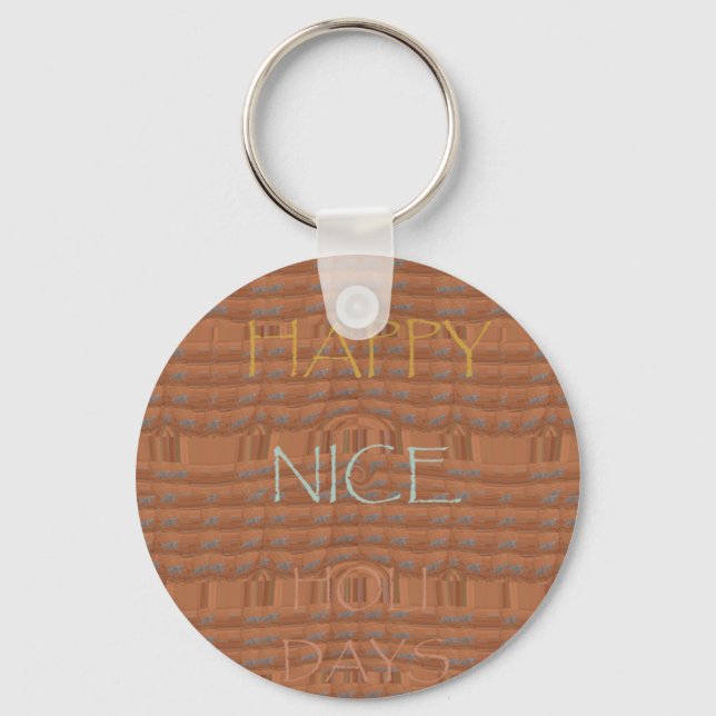 Happy Holidays Zebra Art Print Key Ring (Front)