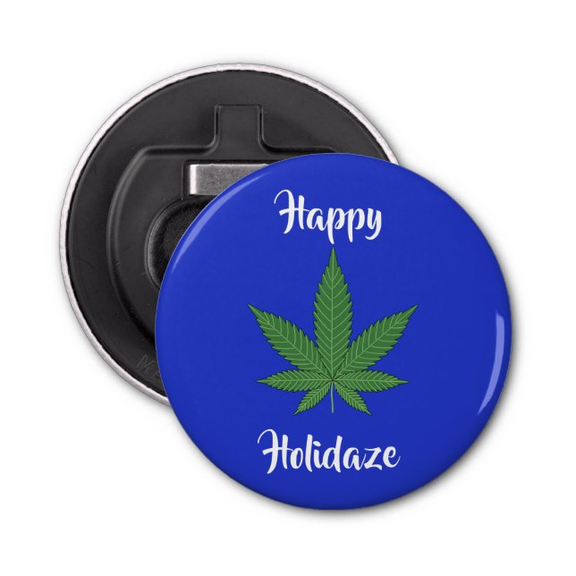 Happy Holidaze Weed Leaf Holidays Personalised Bottle Opener (Front)