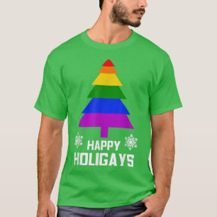 Happy Holigays Funny Gay LGBT Christmas Gift T T-Shirt