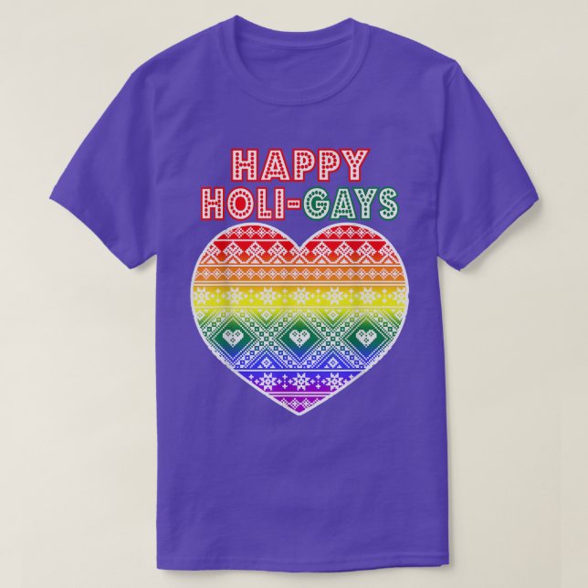 Happy HoliGAYS LGBTQ+ Christmas style  T-Shirt (Design Front)