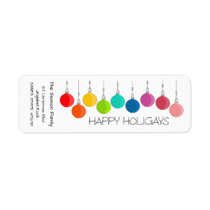 Happy Holigays Rainbow Christmas baubles