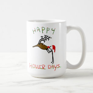Happy Hollerdays 4 - kissing a reindeer. Coffee Mug