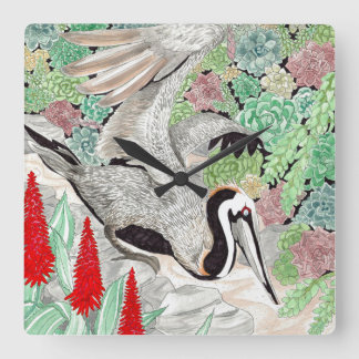 Happy Hollow Pelican Square Wall Clock